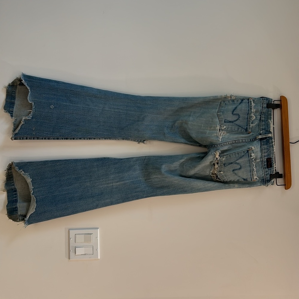 Citizens Of Humanity Light Blue Distressed Wide Leg Jeans - Picture 2 of 9